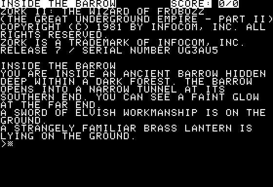 Zork II: The Wizard of Frobozz title screen for Apple II