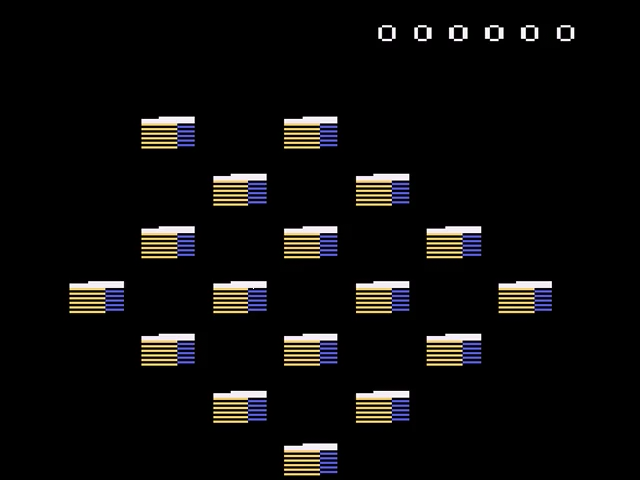 Q*Bert's Qubes title screen for Atari 2600