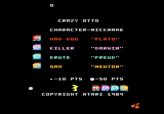 Crazy Otto title screen for Atari 7800