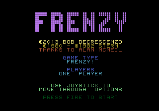 Frenzy title screen for Atari 7800