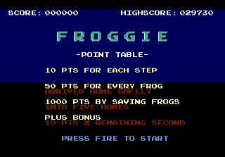 Froggie [Homebrew] title screen for Atari 7800