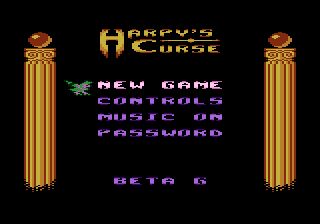 Harpy's Curse title screen for Atari 7800