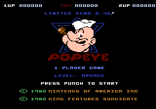 Popeye title screen for Atari 7800