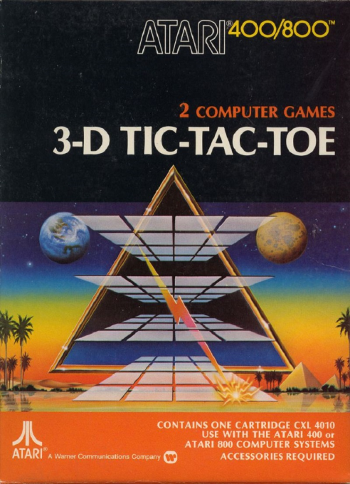 3-D Tic-Tac-Toe box art for Atari 400
