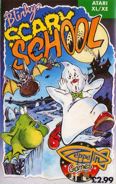 Blinky's Scary School box art for Atari 400