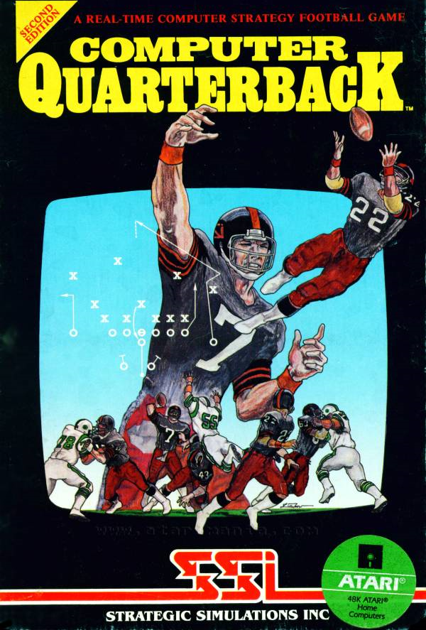 Computer Quarterback box art for Atari 400