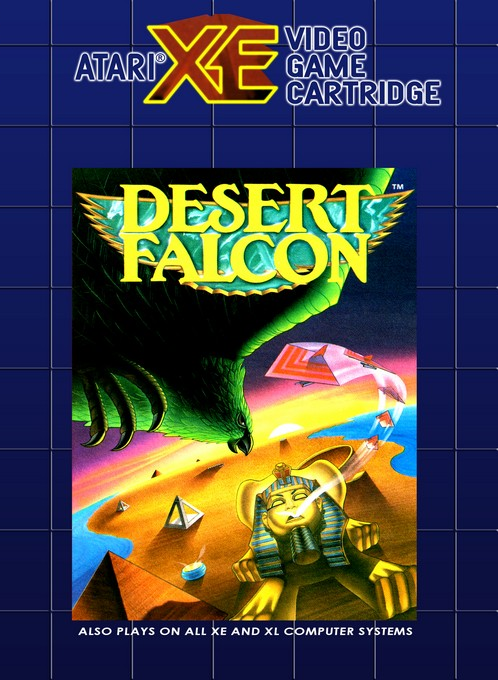 Desert Falcon box art for Atari XE