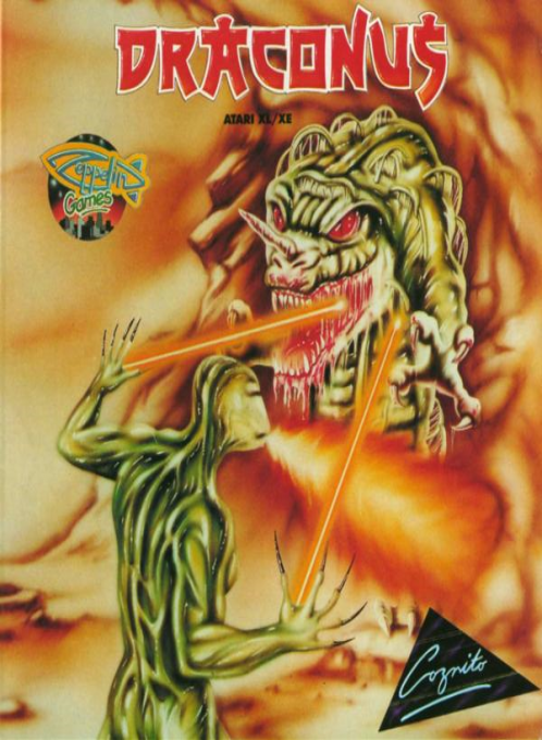 Draconus box art for Atari 400