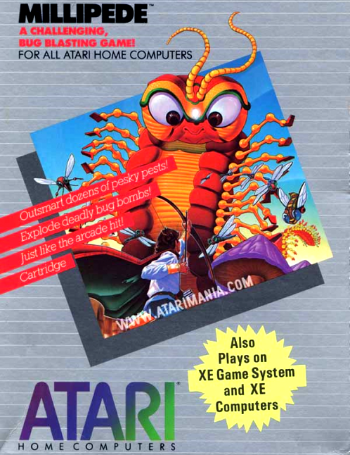 Millipede box art for Atari 400