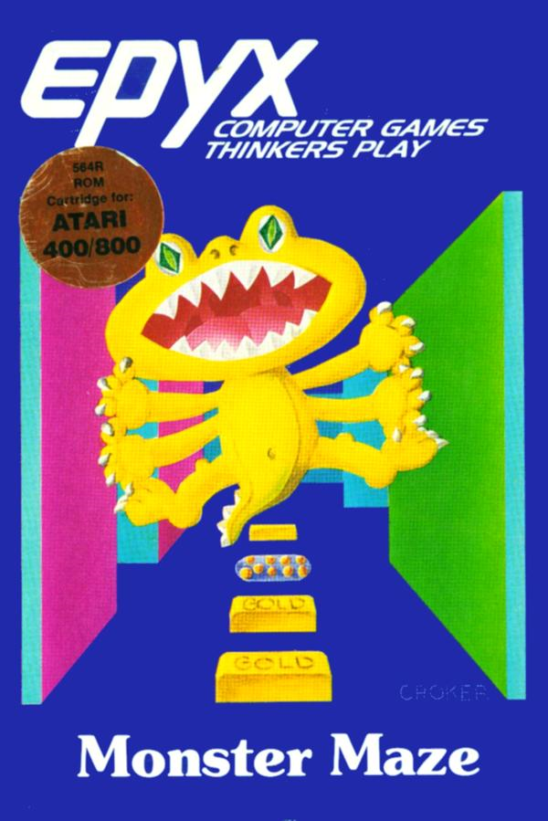 Monster Maze box art for Atari 400