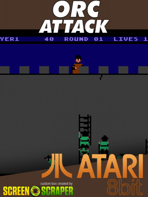 Orc Attack box art for Atari 400