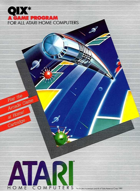Qix box art for Atari 400