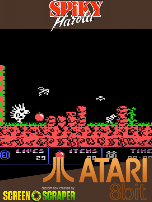 Spiky Harold box art for Atari 400