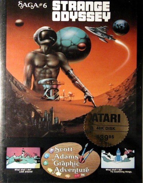 Strange Odyssey box art for Atari 400