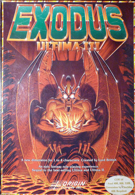 Ultima III: Exodus box art for Atari 400