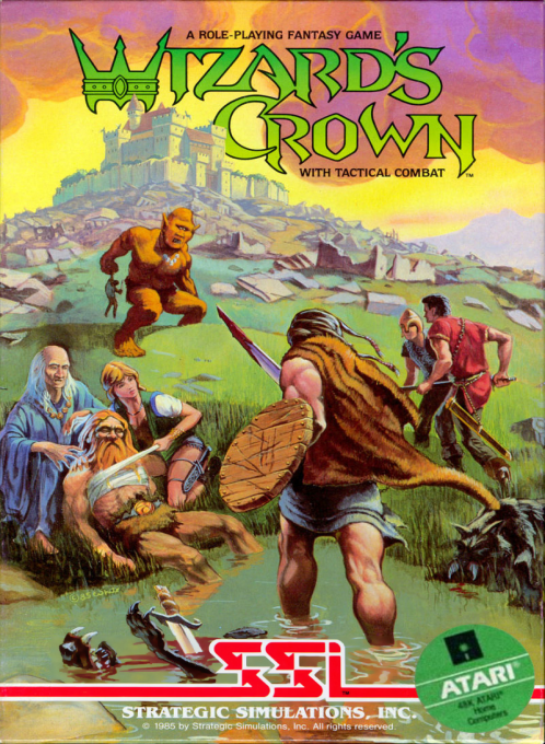 Wizard's Crown box art for Atari 400