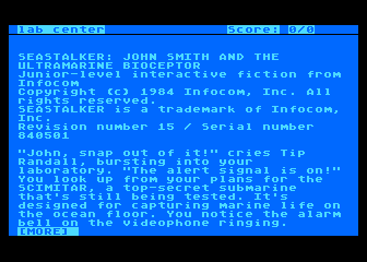 Seastalker screenshot 2 for Atari 400