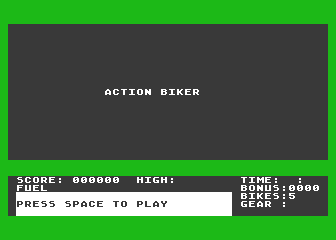 Action Biker title screen for Atari 400