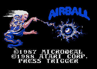 Airball title screen for Atari 400