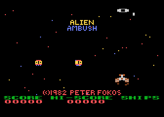Alien Ambush title screen for Atari 400