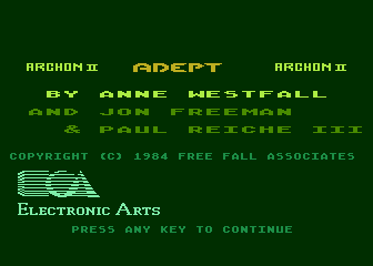 Archon II: Adept title screen for Atari 400