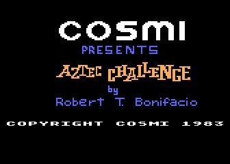 Aztec Challenge title screen for Atari 400