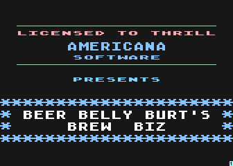 Beer Belly Burt‘s Brew Biz title screen for Atari 400