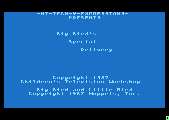 Big Bird's Special Delivery title screen for Atari 400