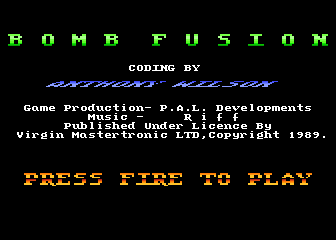 Bomb Fusion title screen for Atari 400