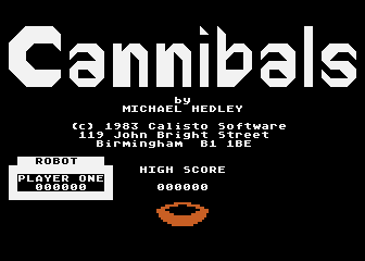 Cannibals title screen for Atari 400