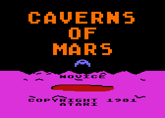 Caverns of Mars title screen for Atari 400