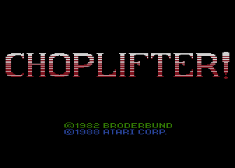 Choplifter title screen for Atari 400