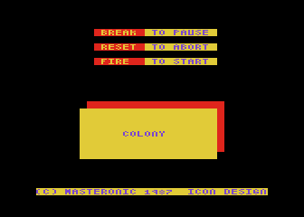 Colony title screen for Atari 400