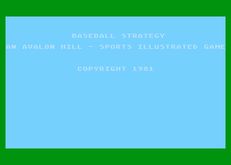 Computer Baseball Strategy title screen for Atari 400