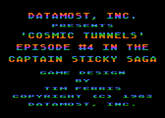 Cosmic Tunnels title screen for Atari 400