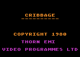 Cribbage & Dominoes title screen for Atari 400