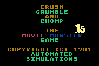 Crush, Crumble and Chomp title screen for Atari 400