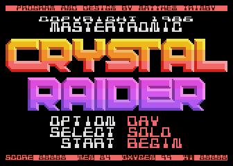 Crystal Raider title screen for Atari 400