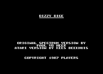 Dizzy Dice title screen for Atari 400