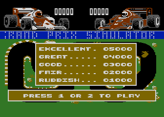 Grand Prix Simulator title screen for Atari 400