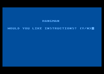 Hangman title screen for Atari 400