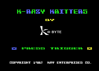 K-Razy Kritters title screen for Atari 400