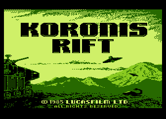 Koronis Rift title screen for Atari 400