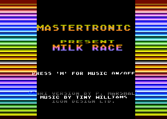 Milk Race title screen for Atari 400