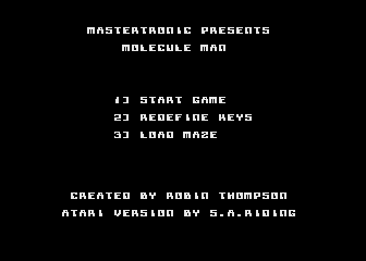 Molecule Man title screen for Atari 400