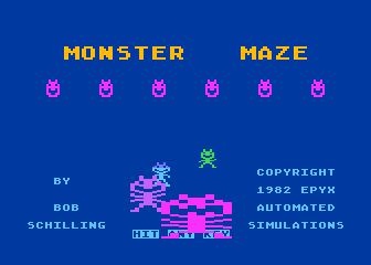 Monster Maze title screen for Atari 400