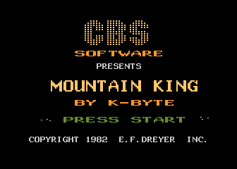Mountain King title screen for Atari 400