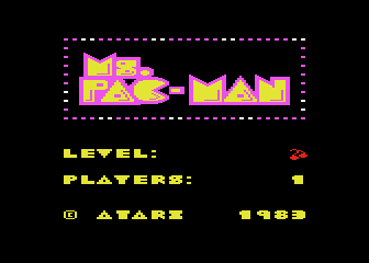 Ms. Pac-Man title screen for Atari 400