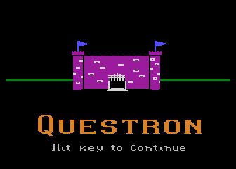 Questron title screen for Atari 400