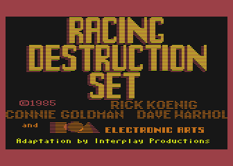 Racing Destruction Set title screen for Atari 400